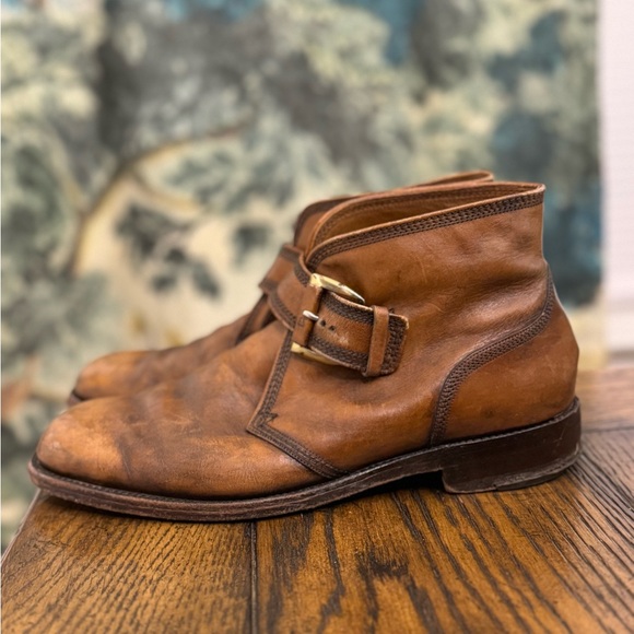 Florsheim Imperial Mens Buckle Ankle Boots Leather Dress Shoes Brown Size 9.5D - Picture 2 of 14